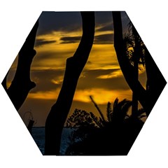 Silhouette Sunset Landscape Scene, Montevideo   Uruguay Wooden Puzzle Hexagon by dflcprints