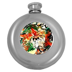 Lilies In A Vase 1 4 Round Hip Flask (5 oz)