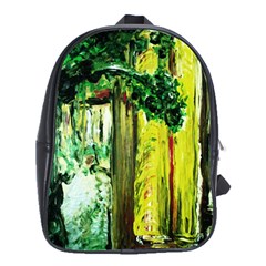 Old Tree And House With An Arch 8 School Bag (large) by bestdesignintheworld