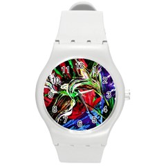 Lillies In The Terracotta Vase 3 Round Plastic Sport Watch (m) by bestdesignintheworld