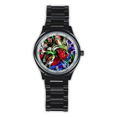 Lillies In The Terracotta Vase 3 Stainless Steel Round Watch by bestdesignintheworld