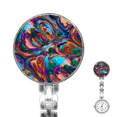Seamless Abstract Colorful Tile Stainless Steel Nurses Watch