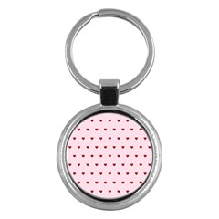 Hearts Seamless Pattern Pink Background Key Chain (round) by Wegoenart
