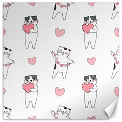 Seamless Pattern Cute Cat With Little Heart Hearts Canvas 12  X 12  by Wegoenart