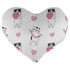 Seamless Pattern Cute Cat With Little Heart Hearts Large 19  Premium Heart Shape Cushions