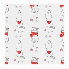 Seamless Pattern Cute Cat With Little Heart Medium Glasses Cloth (2 Sides) by Wegoenart