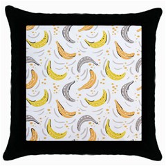 Seamless Stylish Pattern With Fresh Yellow Bananas Background Throw Pillow Case (black) by Wegoenart