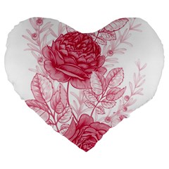 Flower Seamless Pattern With Roses Large 19  Premium Heart Shape Cushions