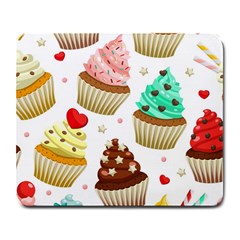 Seamless Pattern Yummy Colored Cupcakes Large Mousepads by Wegoenart