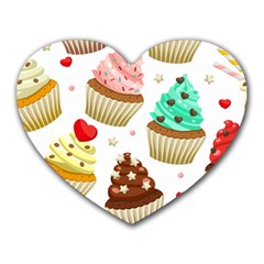 Seamless Pattern Yummy Colored Cupcakes Heart Mousepads by Wegoenart