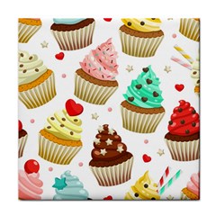 Seamless Pattern Yummy Colored Cupcakes Face Towel by Wegoenart