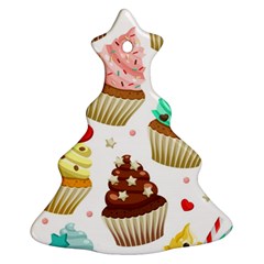 Seamless Pattern Yummy Colored Cupcakes Christmas Tree Ornament (two Sides) by Wegoenart