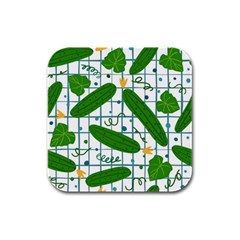 Seamless Pattern With Cucumber Rubber Square Coaster (4 Pack) 