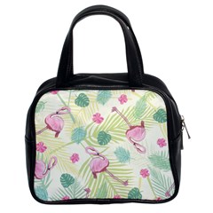 Beautiful Seamless Vector Tropical Pattern Background With Flamingo Hibiscus Classic Handbag (two Sides)