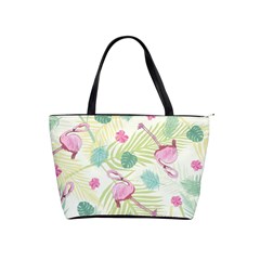 Beautiful Seamless Vector Tropical Pattern Background With Flamingo Hibiscus Classic Shoulder Handbag by Wegoenart