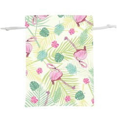 Beautiful Seamless Vector Tropical Pattern Background With Flamingo Hibiscus  Lightweight Drawstring Pouch (xl) by Wegoenart