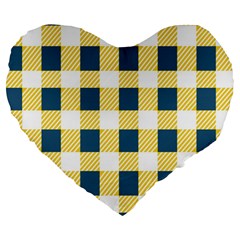 Diagonal Checkered Plaid Seamless Pattern Large 19  Premium Heart Shape Cushions by Wegoenart