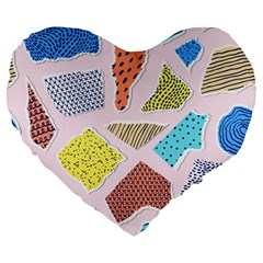 Pattern With Pieces Paper Large 19  Premium Heart Shape Cushions