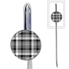 Black White Plaid Checked Seamless Pattern Book Mark by Wegoenart