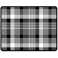 Black White Plaid Checked Seamless Pattern Double Sided Fleece Blanket (medium)  by Wegoenart