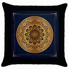 Luxury Mandala Background With Golden Arabesque Pattern Arabic Islamic East Style Premium Vector Throw Pillow Case (black) by Wegoenart