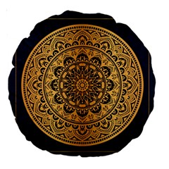 Luxury Mandala Background With Golden Arabesque Pattern Arabic Islamic East Style Premium Vector Large 18  Premium Round Cushions by Wegoenart