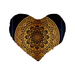 Luxury Mandala Background With Golden Arabesque Pattern Arabic Islamic East Style Premium Vector Standard 16  Premium Heart Shape Cushions by Wegoenart