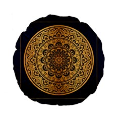 Luxury Mandala Background With Golden Arabesque Pattern Arabic Islamic East Style Premium Vector Standard 15  Premium Flano Round Cushions by Wegoenart