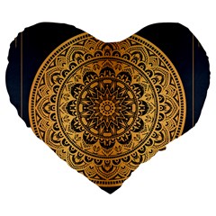 Luxury Mandala Background With Golden Arabesque Pattern Arabic Islamic East Style Premium Vector Large 19  Premium Flano Heart Shape Cushions by Wegoenart