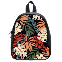 Fashionable Seamless Tropical Pattern With Bright Pink Yellow Plants Leaves School Bag (small) by Wegoenart