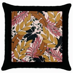 Fashionable Seamless Tropical Pattern With Bright Pink Green Flowers Throw Pillow Case (black) by Wegoenart