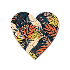 Original Seamless Tropical Pattern With Bright Orange Flowers Heart Magnet by Wegoenart
