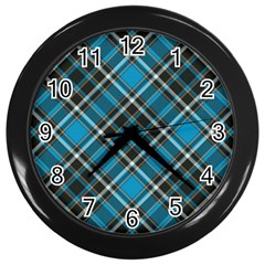 Tartan Scotland Seamless Plaid Pattern Vintage Check Color Square Geometric Texture Wall Clock (black) by Wegoenart