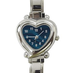 Abstract Glowing Blue Wave Lines Pattern With Particles Elements Dark Background Heart Italian Charm Watch by Wegoenart