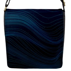 Abstract Glowing Blue Wave Lines Pattern With Particles Elements Dark Background Flap Closure Messenger Bag (s) by Wegoenart