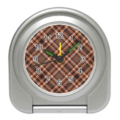 Tartan Scotland Seamless Plaid Pattern Vintage Check Color Square Geometric Texture Travel Alarm Clock by Wegoenart