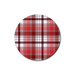 Red Abstract Check Textile Seamless Pattern Rubber Round Coaster (4 Pack)  by Wegoenart