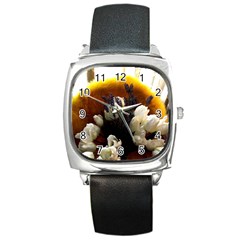 Tulips 1 2 Square Metal Watch by bestdesignintheworld