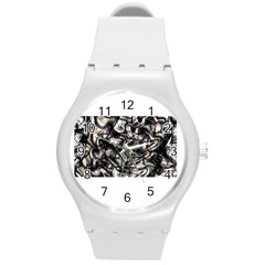 Marble Texture Round Plastic Sport Watch (m) by letsbeflawed