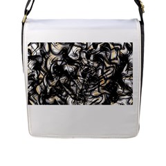 Marble Texture Flap Closure Messenger Bag (l) by letsbeflawed