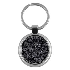 Black And White Dark Abstract Texture Print Key Chain (round) by dflcprintsclothing