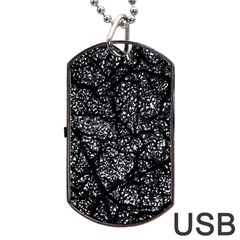 Black And White Dark Abstract Texture Print Dog Tag Usb Flash (one Side) by dflcprintsclothing