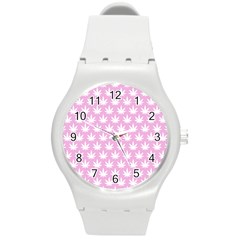 Kawaii Cannabis  Round Plastic Sport Watch (m)