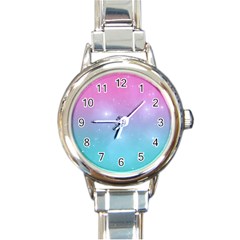 Pastel Goth Galaxy  Round Italian Charm Watch by thethiiird