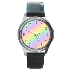 Pastel Goth Rainbow  Round Metal Watch by thethiiird