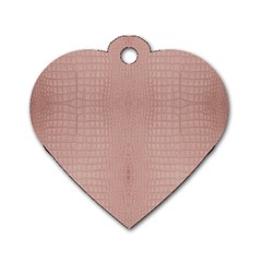 Pink Alligator Print Dog Tag Heart (one Side) by LoolyElzayat