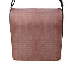 Pink Alligator Print Flap Closure Messenger Bag (l) by LoolyElzayat