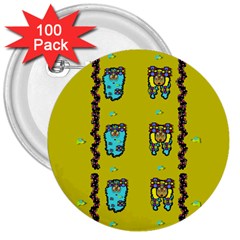 Peace People Hippie Friends And Free Living Fauna 3  Buttons (100 Pack)  by pepitasart