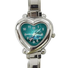 Awesome Light Bulb With Tropical Island Heart Italian Charm Watch by FantasyWorld7
