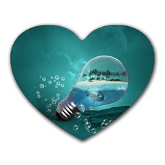 Awesome Light Bulb With Tropical Island Heart Mousepads by FantasyWorld7